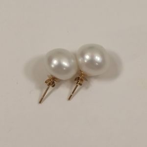 #5 Authentic Southsea Pearl earrings 13mm w/ 14K gold